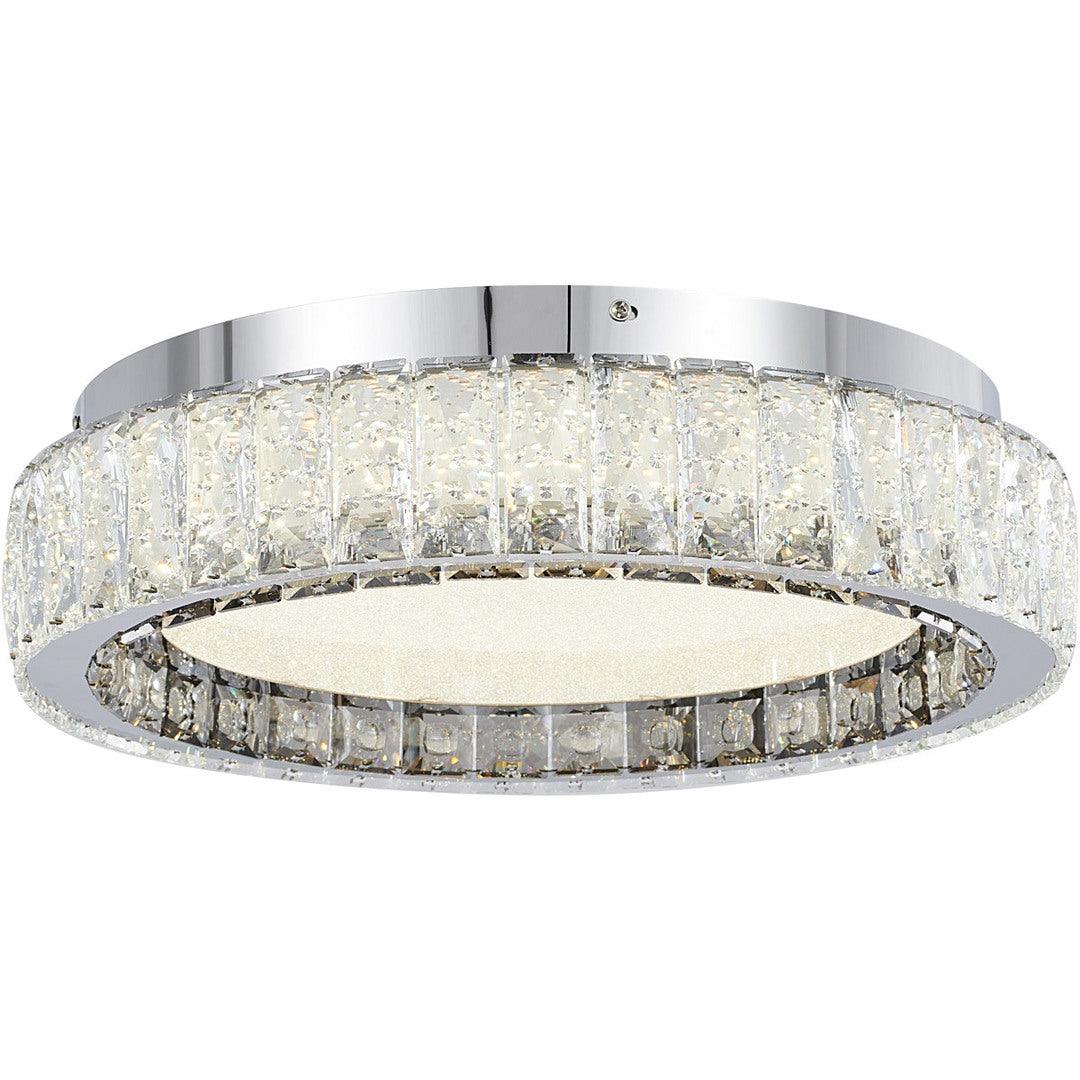 LED Chrome Ring with Clear and Smoke Crystals Flush Mount - LV LIGHTING