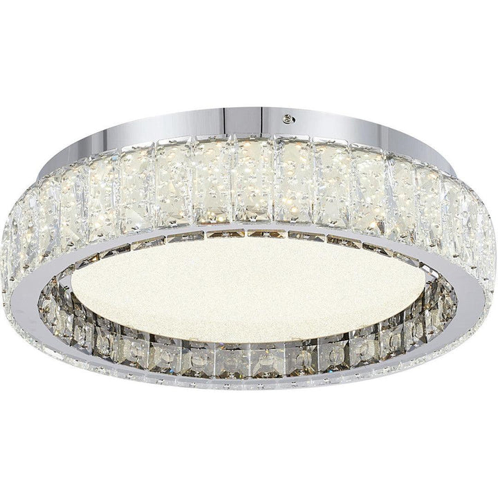 LED Chrome Ring with Clear and Smoke Crystals Flush Mount - LV LIGHTING