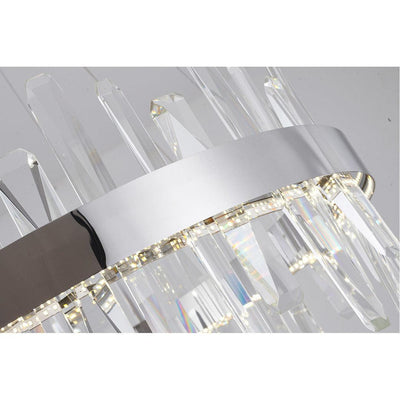 LED Steel Ring with Clear Crystal Rod Diffuser Chandelier - LV LIGHTING