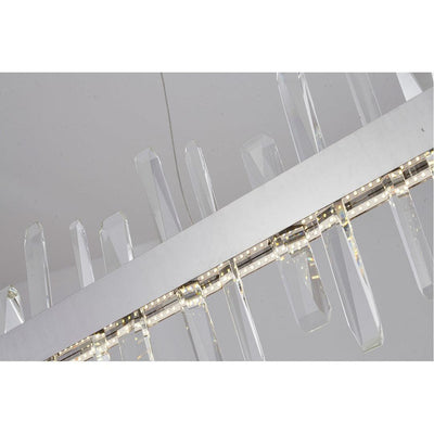 LED Chrome with Clear Crystal Rod Linear Chandelier - LV LIGHTING