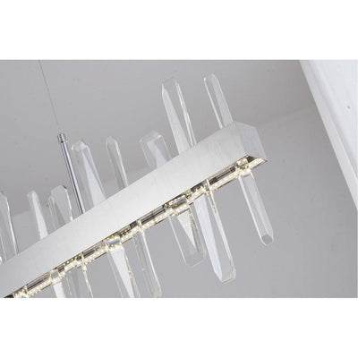 LED Chrome with Clear Crystal Rod Linear Chandelier - LV LIGHTING