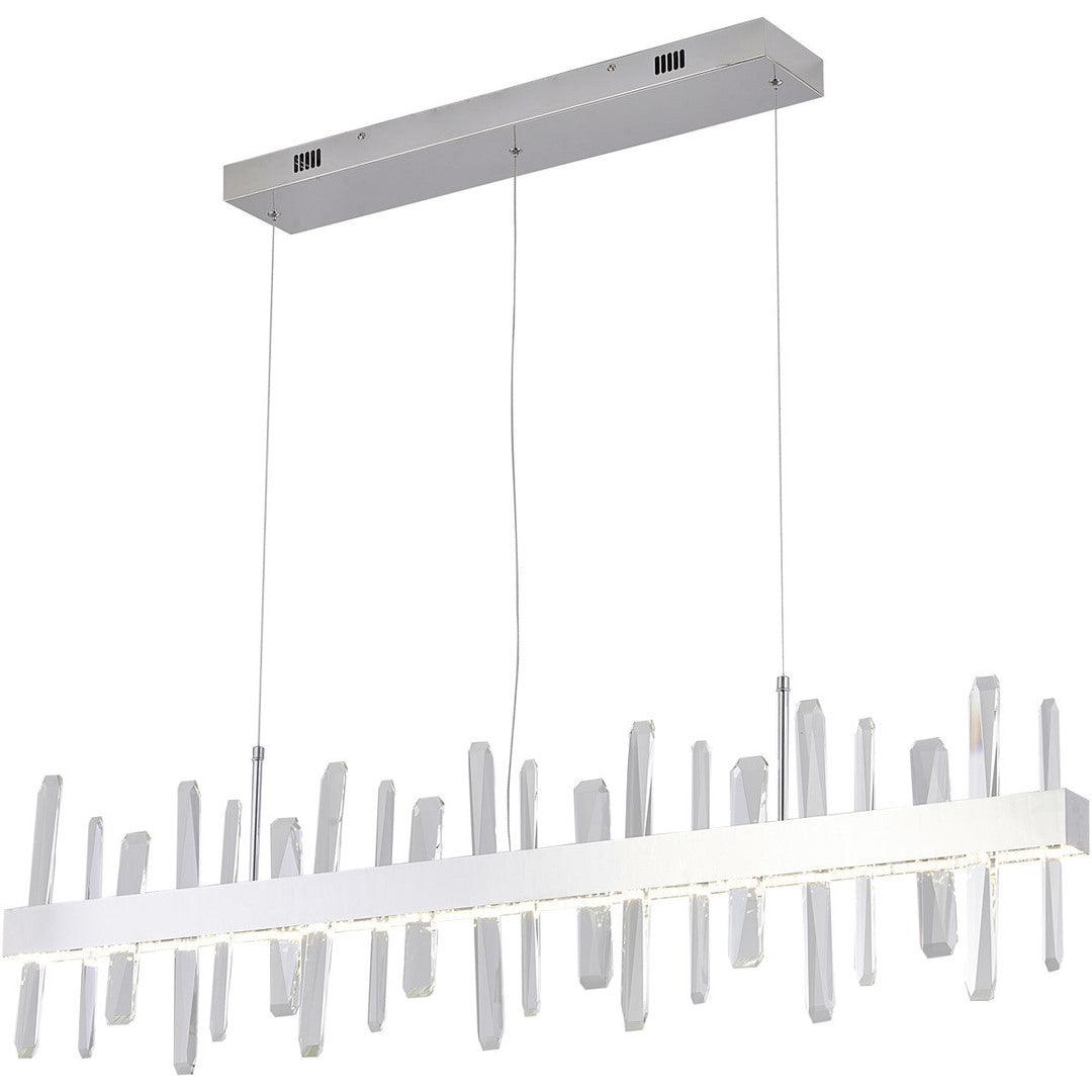LED Chrome with Clear Crystal Rod Linear Chandelier - LV LIGHTING