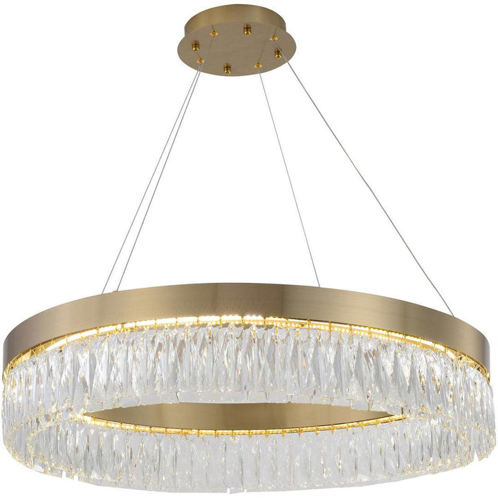 LED Steel Ring with Clear Crystal Chandelier - LV LIGHTING