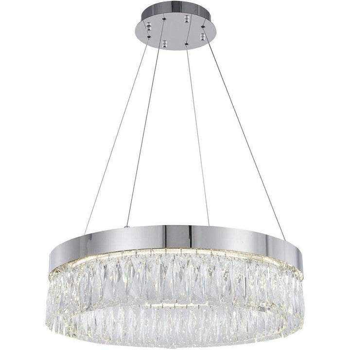 LED Steel Ring with Clear Crystal Chandelier - LV LIGHTING