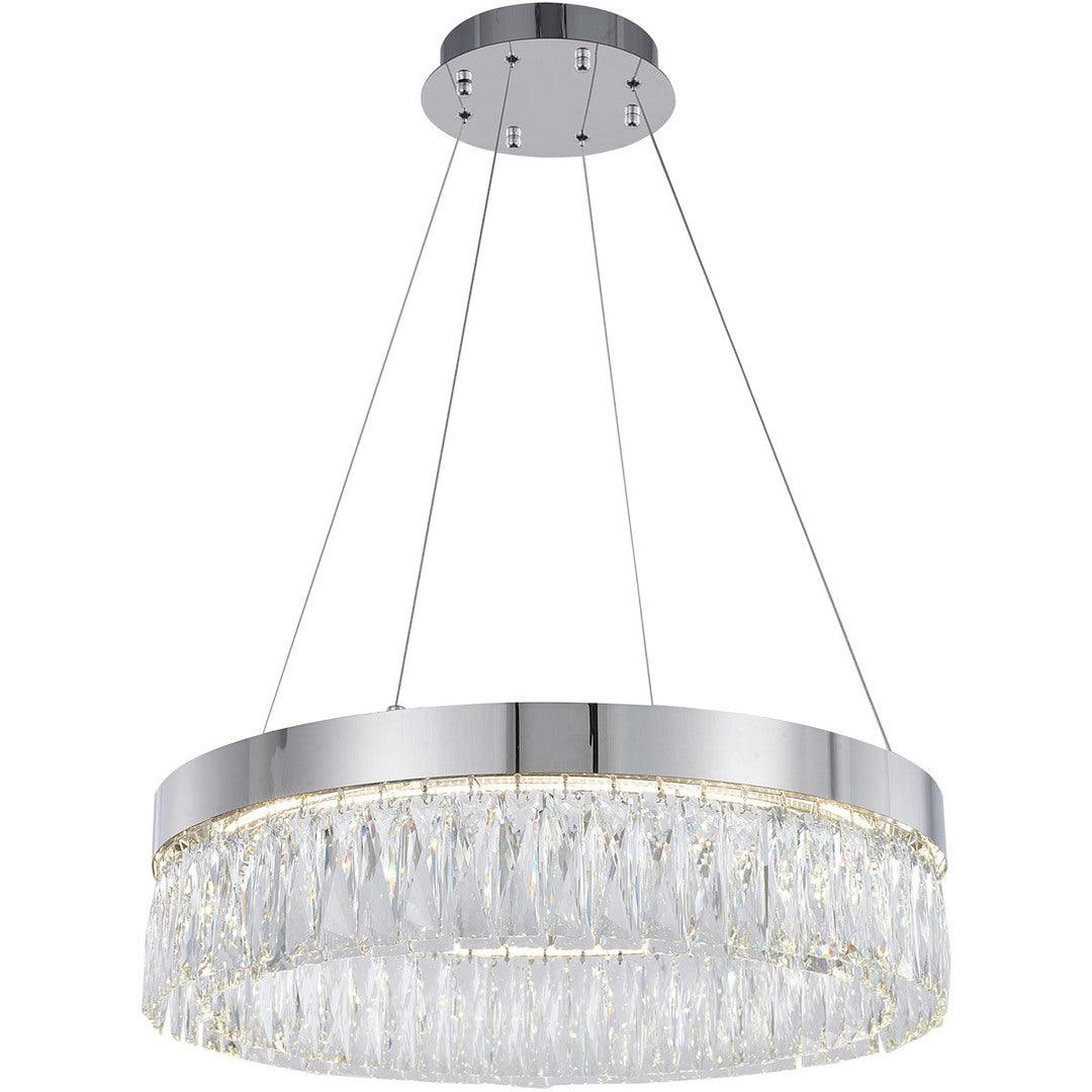 LED Steel Ring with Clear Crystal Chandelier - LV LIGHTING