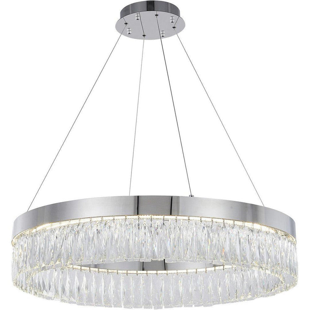 LED Steel Ring with Clear Crystal Chandelier - LV LIGHTING