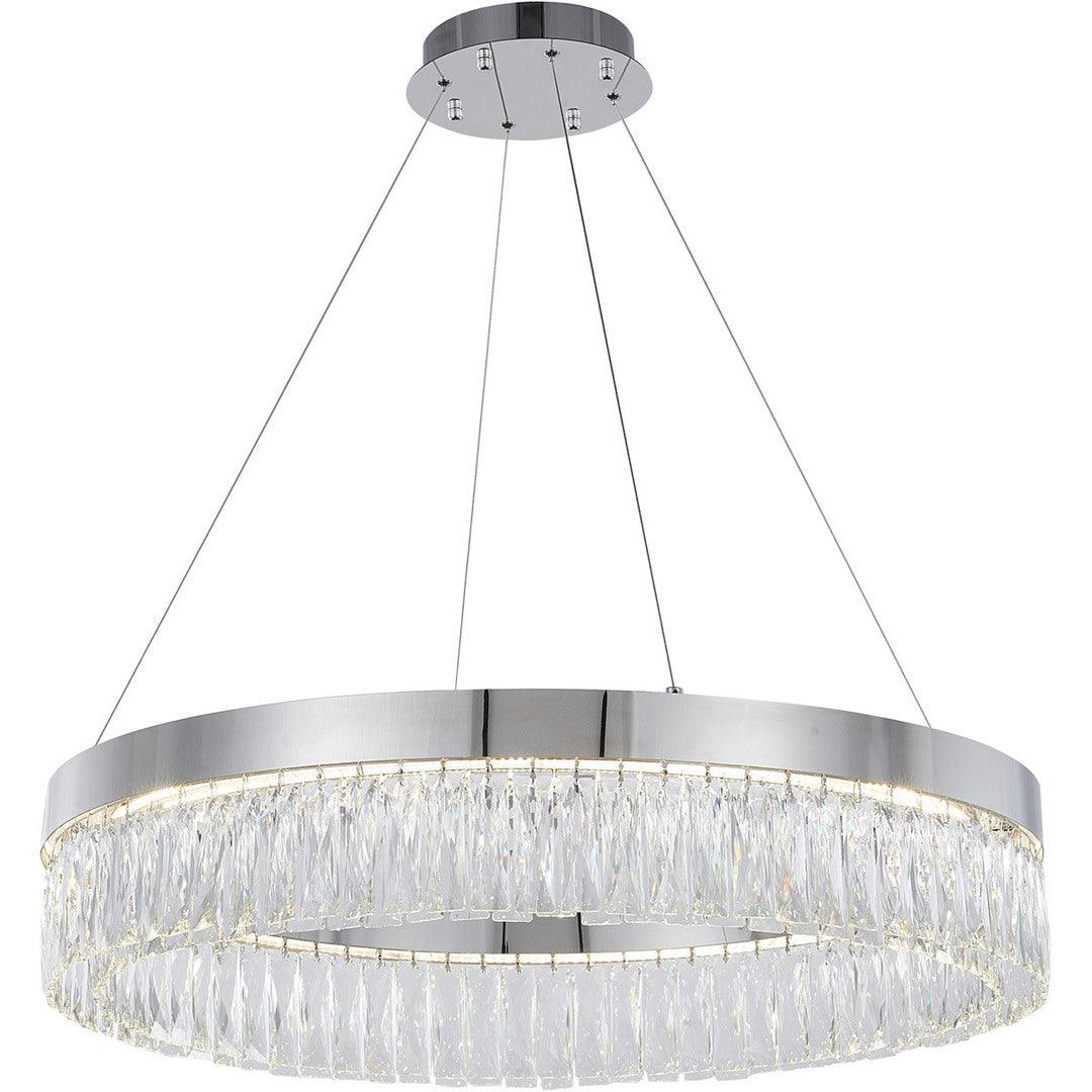 LED Steel Ring with Clear Crystal Chandelier - LV LIGHTING