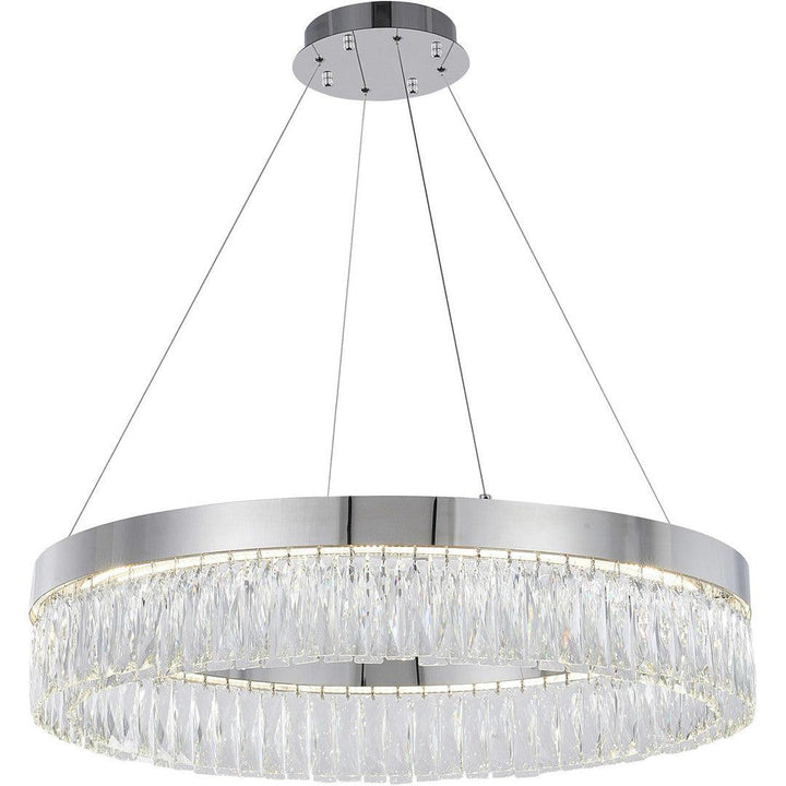 LED Steel Ring with Clear Crystal Chandelier - LV LIGHTING