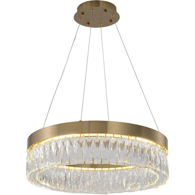 LED Steel Ring with Clear Crystal Chandelier - LV LIGHTING