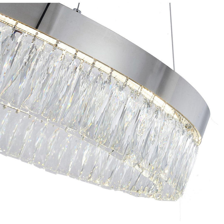 LED Steel Ring with Clear Crystal Chandelier - LV LIGHTING