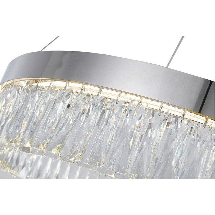 LED Steel Ring with Clear Crystal Chandelier - LV LIGHTING