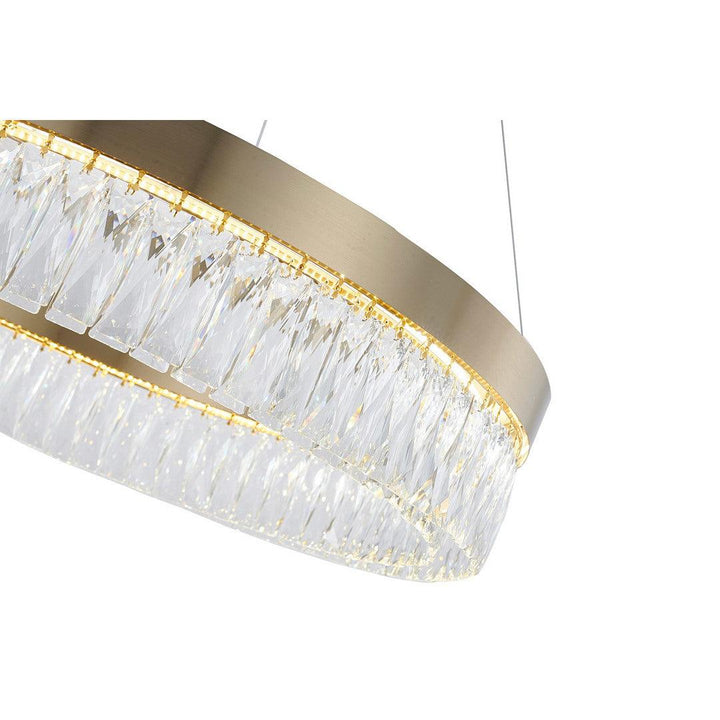 LED Steel Ring with Clear Crystal Chandelier - LV LIGHTING