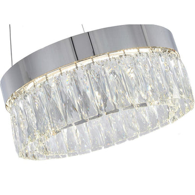 LED Steel Ring with Clear Crystal Pendant - LV LIGHTING