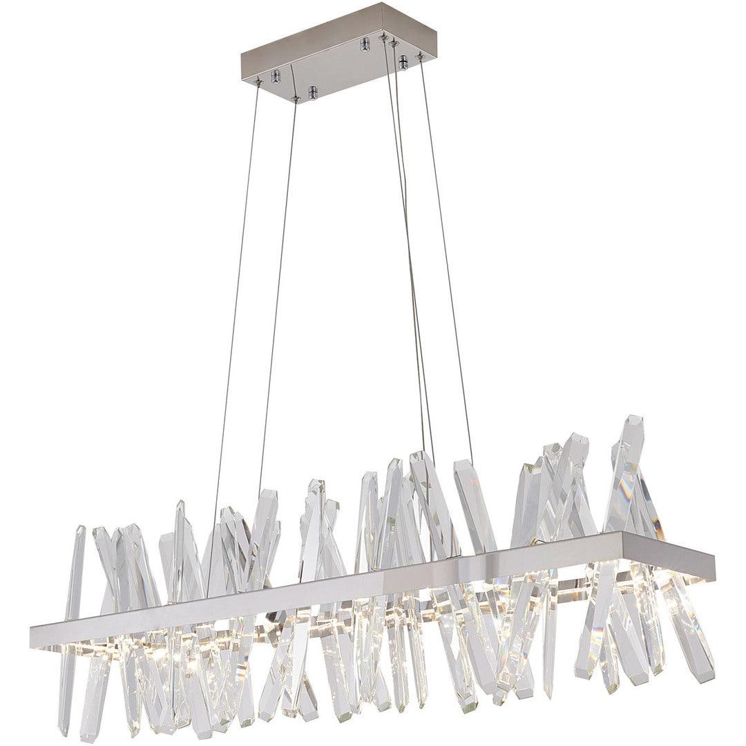LED Steel Rectangular Frame with Clear Crystal Rod Linear Chandelier - LV LIGHTING