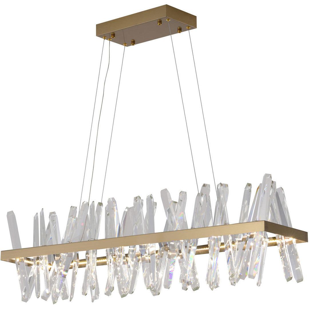 LED Steel Rectangular Frame with Clear Crystal Rod Linear Chandelier - LV LIGHTING
