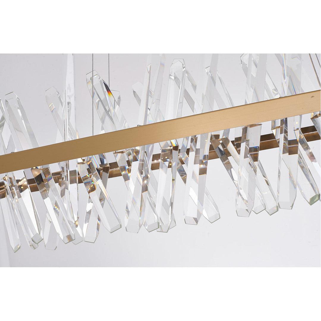 LED Steel Rectangular Frame with Clear Crystal Rod Linear Chandelier - LV LIGHTING