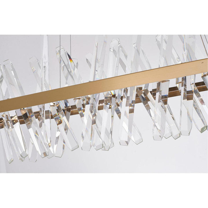 LED Steel Rectangular Frame with Clear Crystal Rod Linear Chandelier - LV LIGHTING