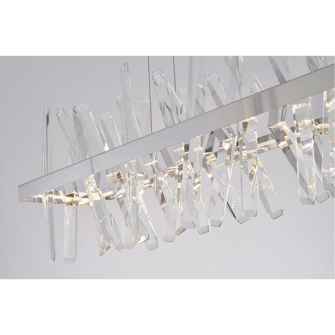 LED Steel Rectangular Frame with Clear Crystal Rod Linear Chandelier - LV LIGHTING