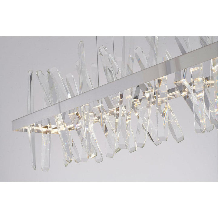 LED Steel Rectangular Frame with Clear Crystal Rod Linear Chandelier - LV LIGHTING