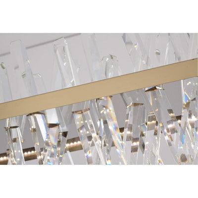 LED Steel Rectangular Frame with Clear Crystal Rod Linear Chandelier - LV LIGHTING