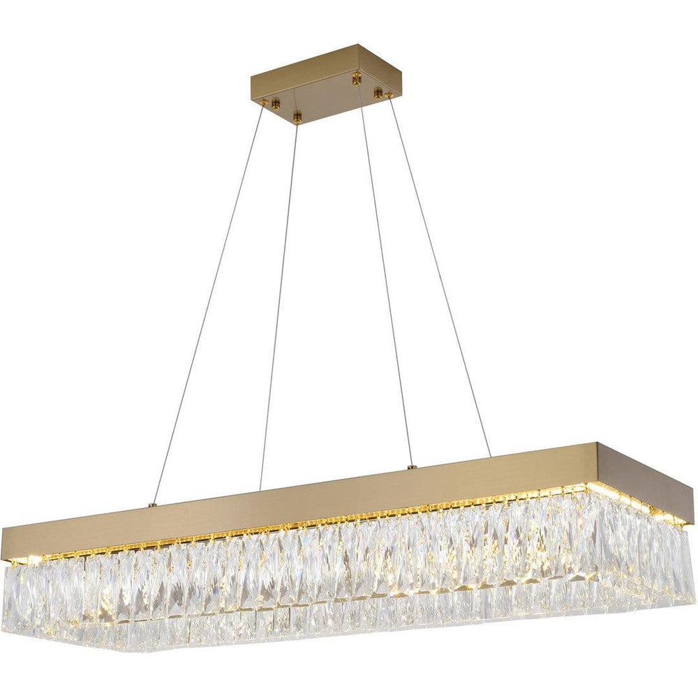 LED Steel Rectangular Frame with Clear Crystal Linear Candelier - LV LIGHTING