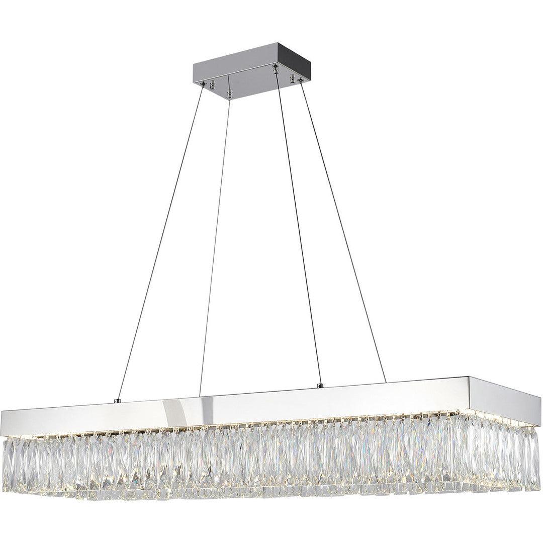 LED Steel Rectangular Frame with Clear Crystal Linear Candelier - LV LIGHTING
