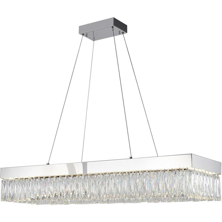 LED Steel Rectangular Frame with Clear Crystal Linear Candelier - LV LIGHTING