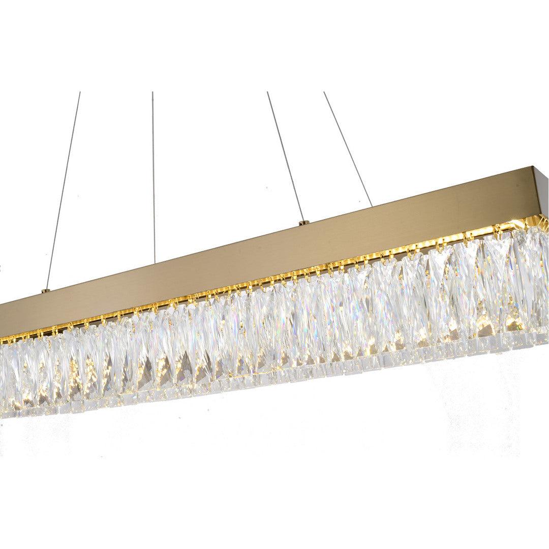 LED Steel Rectangular Frame with Clear Crystal Linear Candelier - LV LIGHTING
