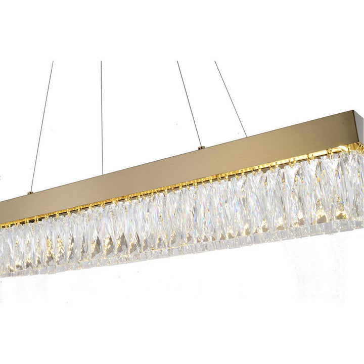 LED Steel Rectangular Frame with Clear Crystal Linear Candelier - LV LIGHTING