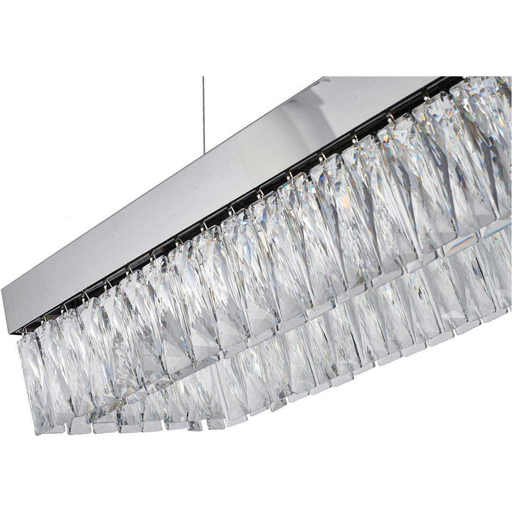 LED Steel Rectangular Frame with Clear Crystal Linear Candelier - LV LIGHTING