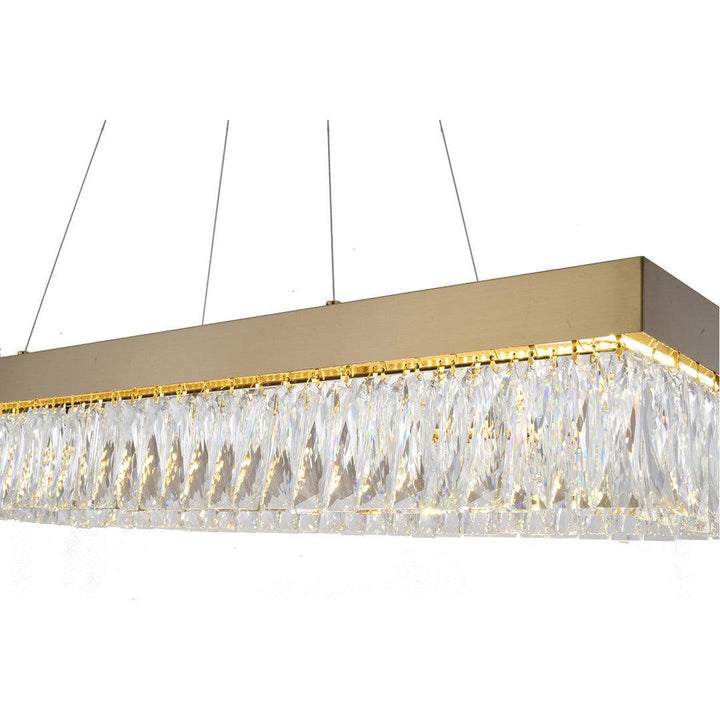 LED Steel Rectangular Frame with Clear Crystal Linear Candelier - LV LIGHTING
