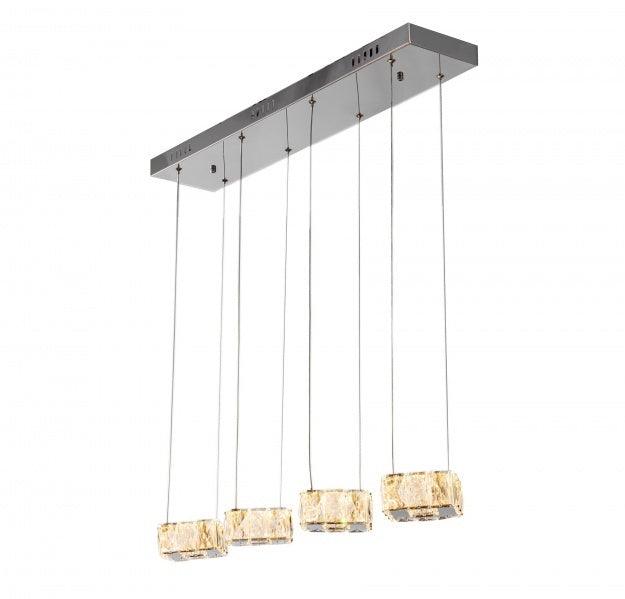 LED Square Chrome Frame with Crystal Linear Pendant - LV LIGHTING