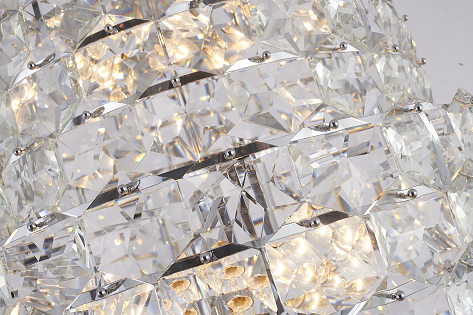Steel Nine Steel Frame with Clear Crystal Chandelier
