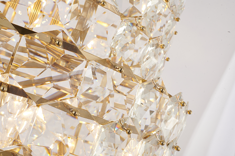 Steel Nine Steel Frame with Clear Crystal Chandelier