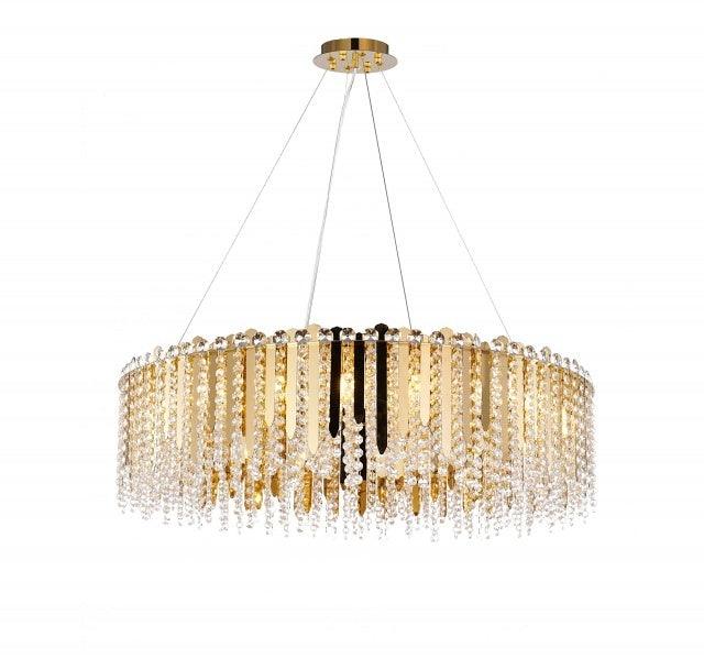 Gold Frame with Clear Crystal Bead Strand Chandelier - LV LIGHTING