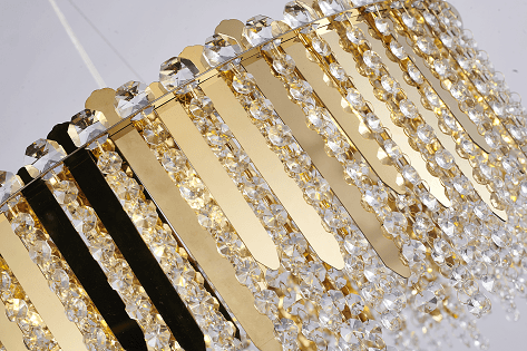 Gold Frame with Clear Crystal Bead Strand Chandelier - LV LIGHTING