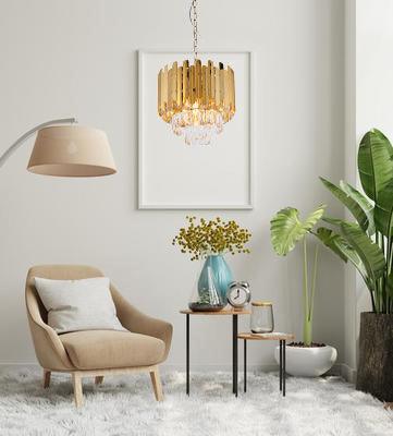 Gold Frame with Clear Crystal Pendant - LV LIGHTING