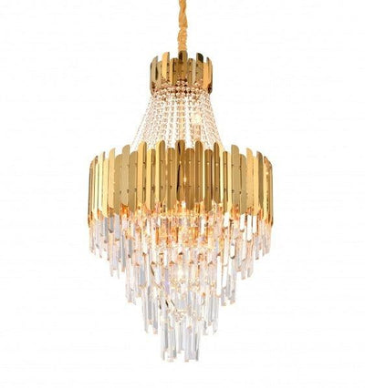 Gold Frame with Clear Crystal Strand and Rod Chandelier - LV LIGHTING