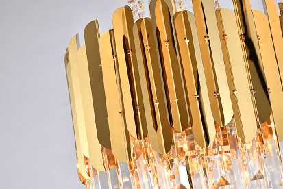 Gold Frame with Clear Crystal Strand and Rod Chandelier - LV LIGHTING
