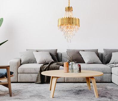 Gold Frame with Clear Crystal Strand and Rod Chandelier - LV LIGHTING