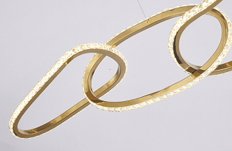 LED Gold Interlocked Frame with Clear Crystal Diffuser Linear Chandelier - LV LIGHTING