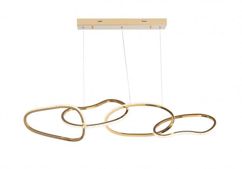 LED Gold Interlocked Frame with Clear Crystal Diffuser Linear Chandelier - LV LIGHTING