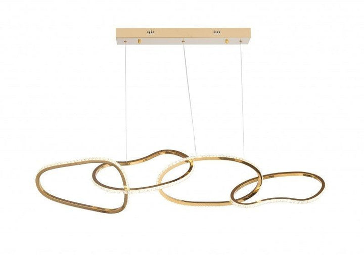LED Gold Interlocked Frame with Clear Crystal Diffuser Linear Chandelier - LV LIGHTING