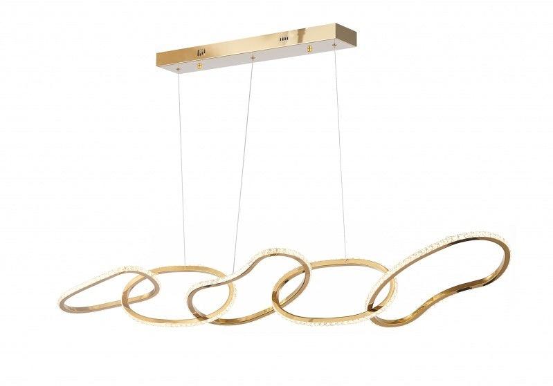 LED Gold Interlocked Frame with Clear Crystal Diffuser Linear Chandelier - LV LIGHTING