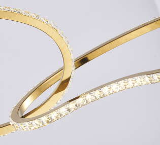 LED Gold Interlocked Frame with Clear Crystal Diffuser Linear Chandelier - LV LIGHTING