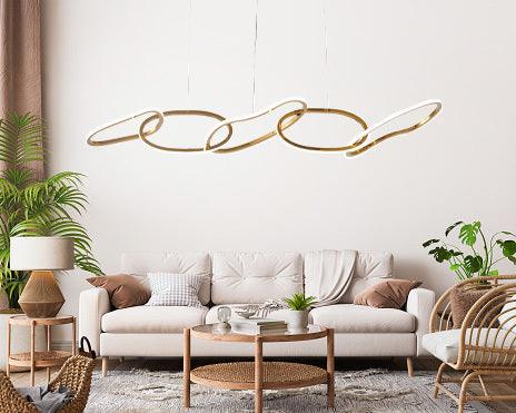 LED Gold Interlocked Frame with Acrylic Diffuser Linear Chandelier - LV LIGHTING