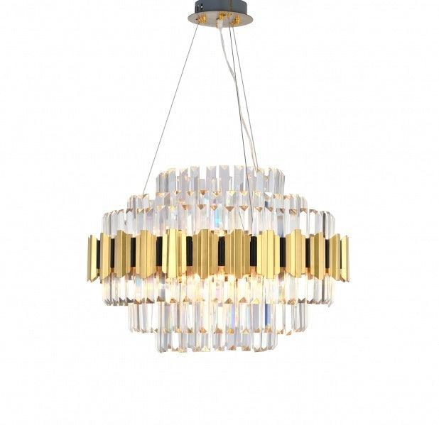 Gold with Clear Crystal Rod Chandelier - LV LIGHTING
