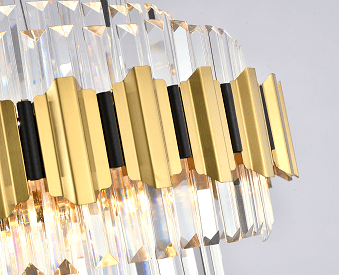 Gold with Clear Crystal Rod Chandelier - LV LIGHTING