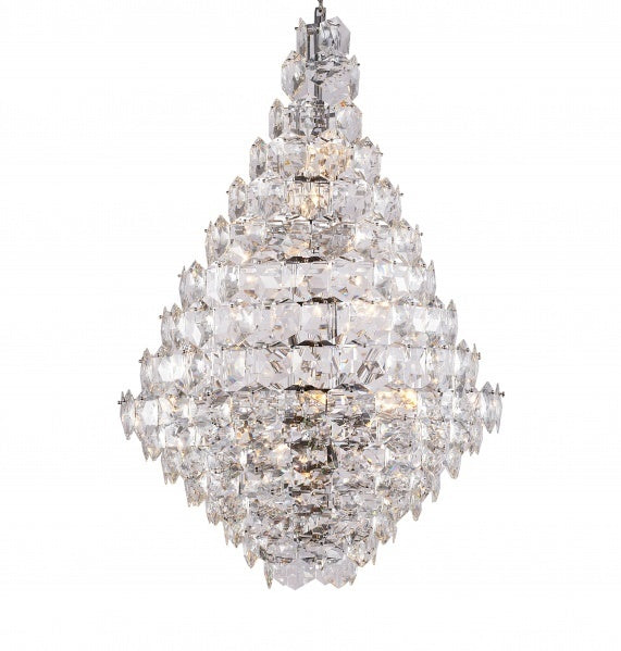 Steel Frame with Clear Crystal Chandelier