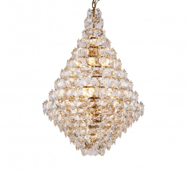 Steel Frame with Clear Crystal Chandelier